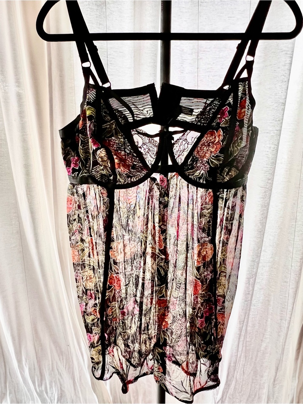 torrid Black Floral Sheer Lace Chemise